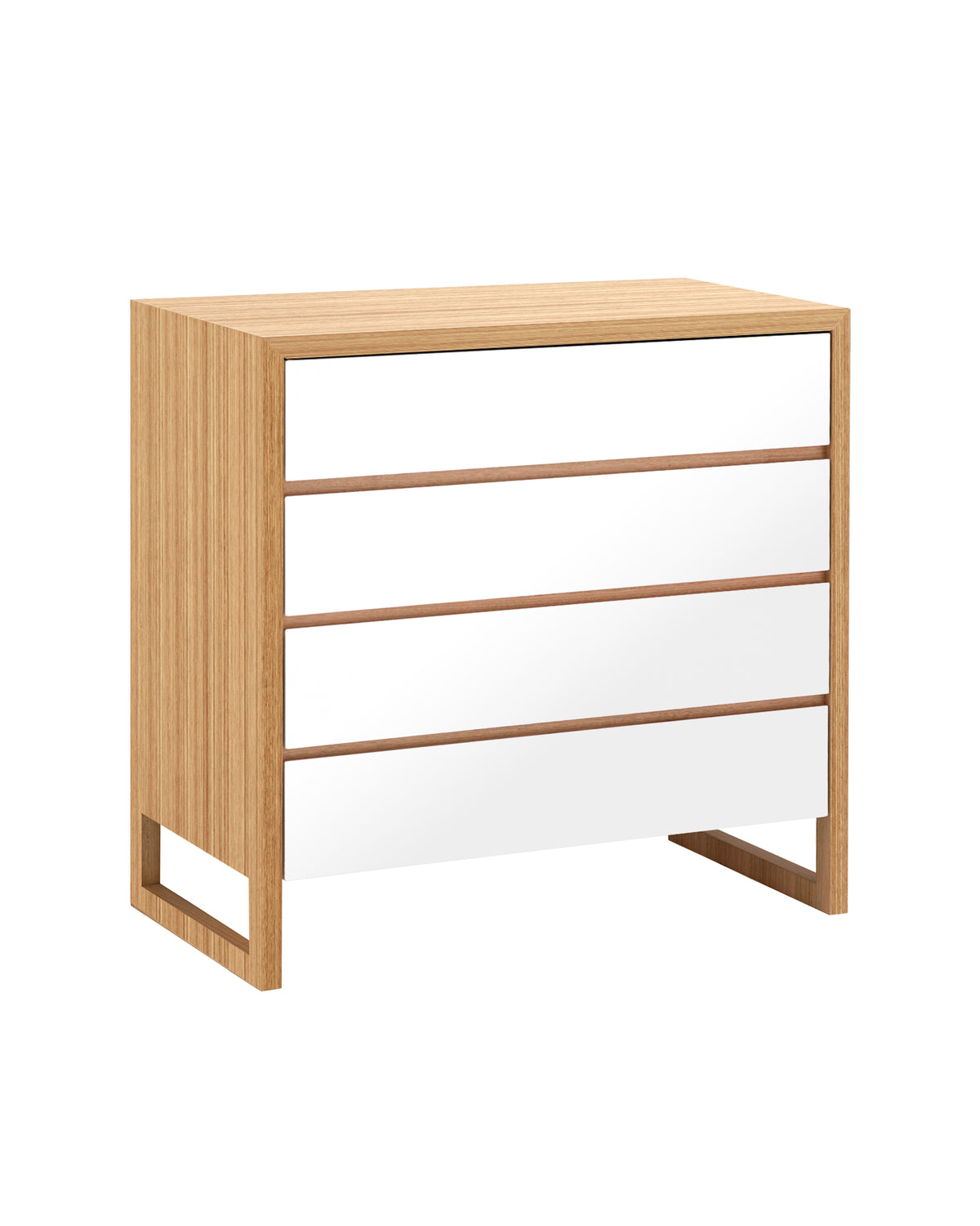 Colour Box Chest of Drawers features a timber frame which encases itself around five painted drawers. Concealing intricate mitred joinery with legs that flow into a continuous wrap, to create classic simplicity.