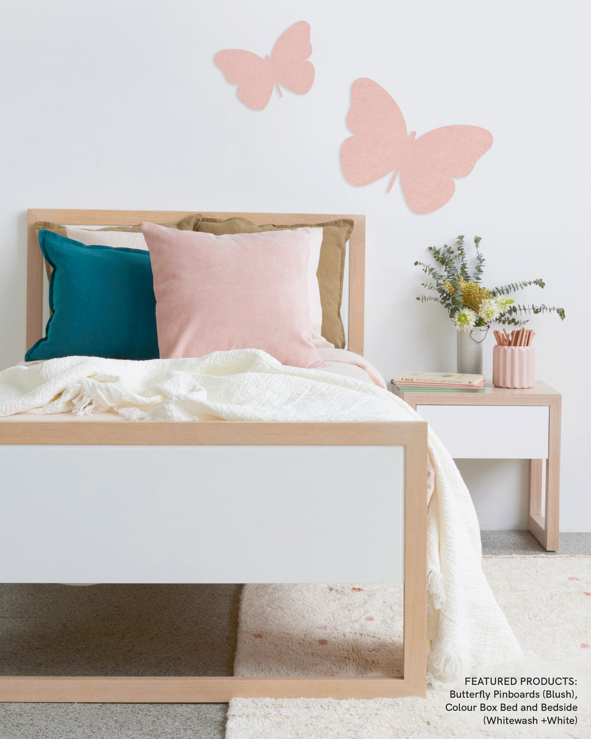Our Butterfly Wall Decors have a beautiful felt-like appearance, and are amazing to touch as well as visually appealing in kids bedrooms and playrooms. They come with easy peel and stick tabs for your wall and look great singularly or in multiples to create a dynamic wall feature for kids interiors.