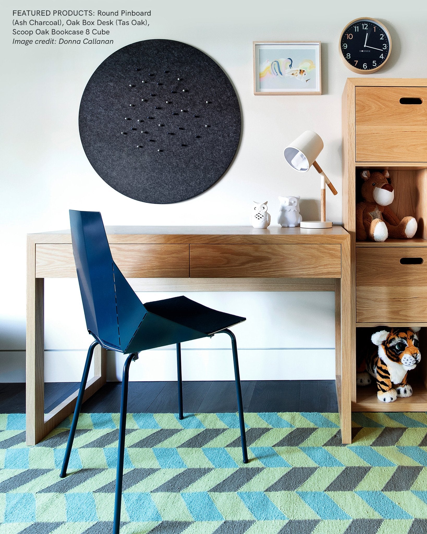 A Round Pin Board in a kids study desk setup, used for pinning important notes and inspiration.