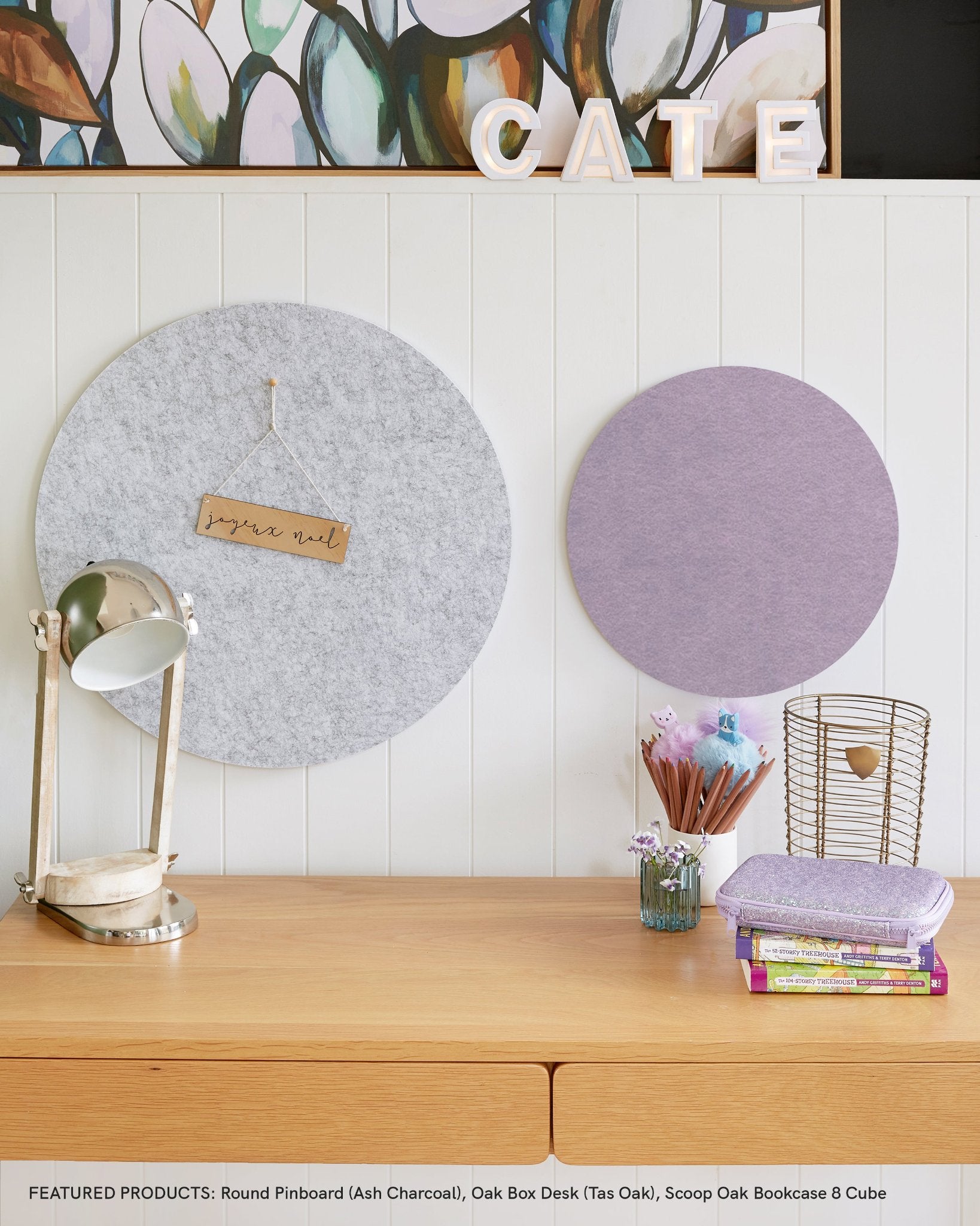 Two Round Pin Boards on a desk wall, perfect for organizing workspaces, pinning reminders, and keeping ideas visible.