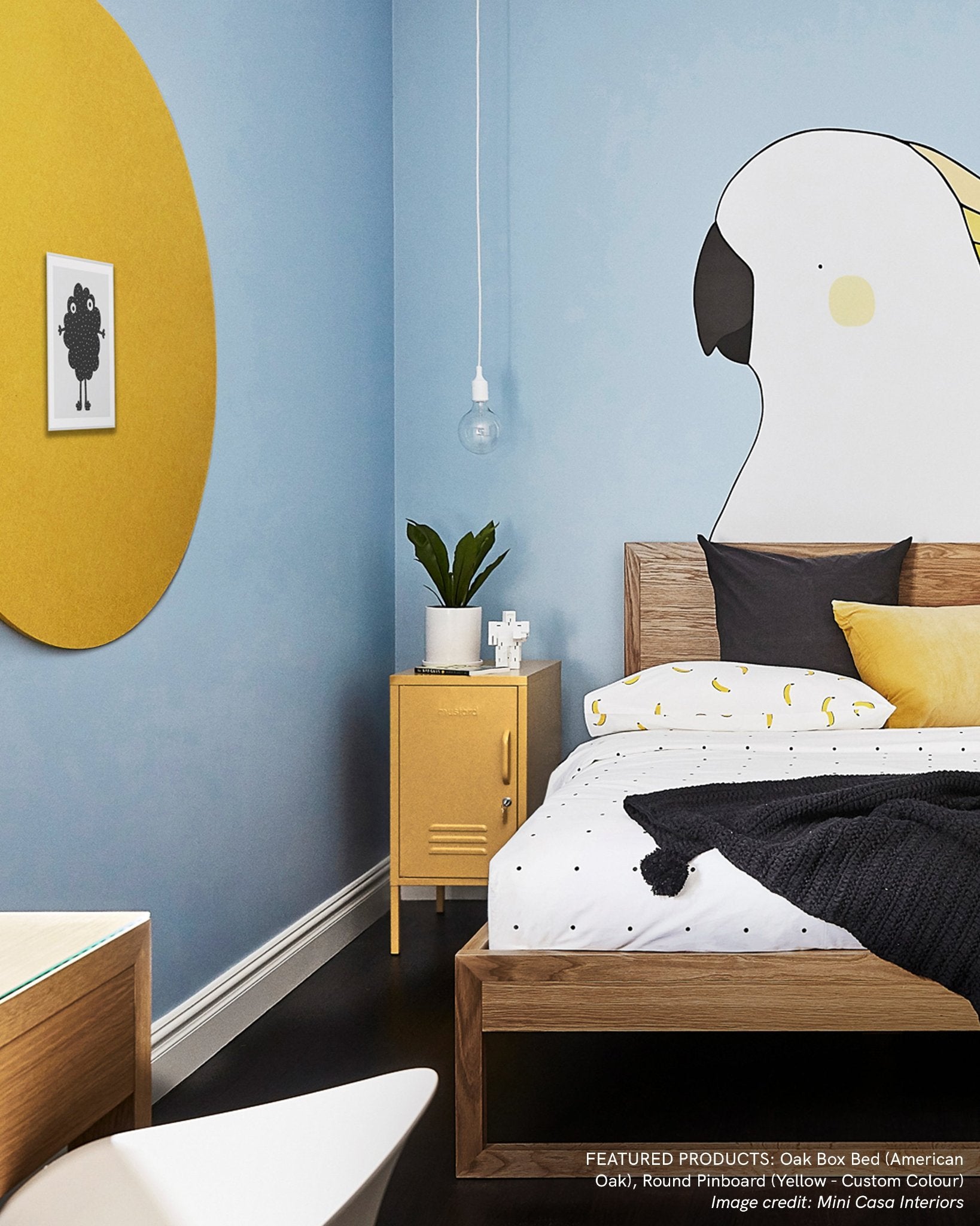 A Large Round Pin Board in a beautifully designed kids' bedroom.