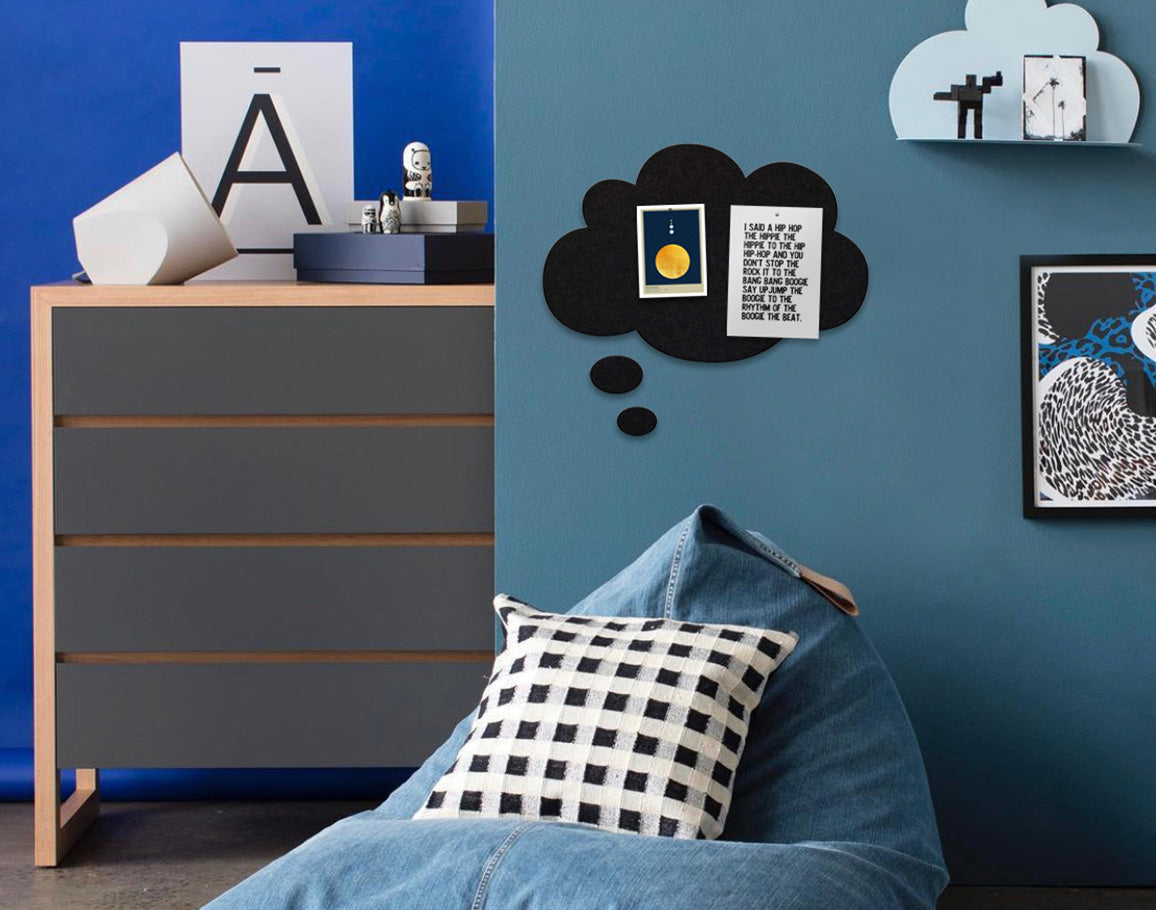 Thought Bubble Pin Board in a kids’ bedroom, adding a playful and functional space for notes, drawings, and creative ideas.