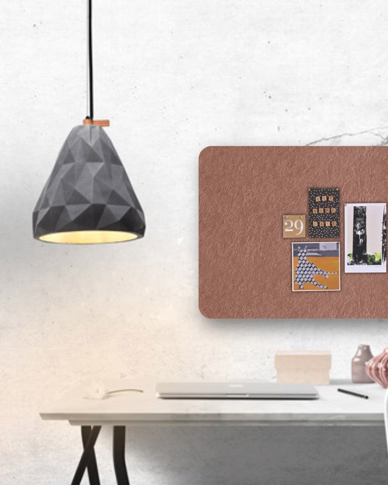 Curved Rectangle Pinboard made from. eco-felt. Colour is a latte colour called cocoa. Perfect to pin up reminders and photos.