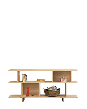  This perfectly handy bookcase offers equal amounts of versatility and practicality. Simplifying kid's spaces with handy nooks for books and toys to be packed away. Ideal for smaller spaces, the slimline profile sits easily under windows and narrow spaces.