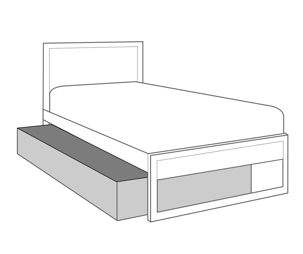 The Oak Box Trundle Bed is perfect for kids sleepovers. Designed to sit perfectly under the Oak Box Bed when not in use, and to roll out when guests arrive.  This trundle fits the entire space under the bed of the corresponding bed size. Built with hidden castors, the trundle glides out easily from either side of the bed.