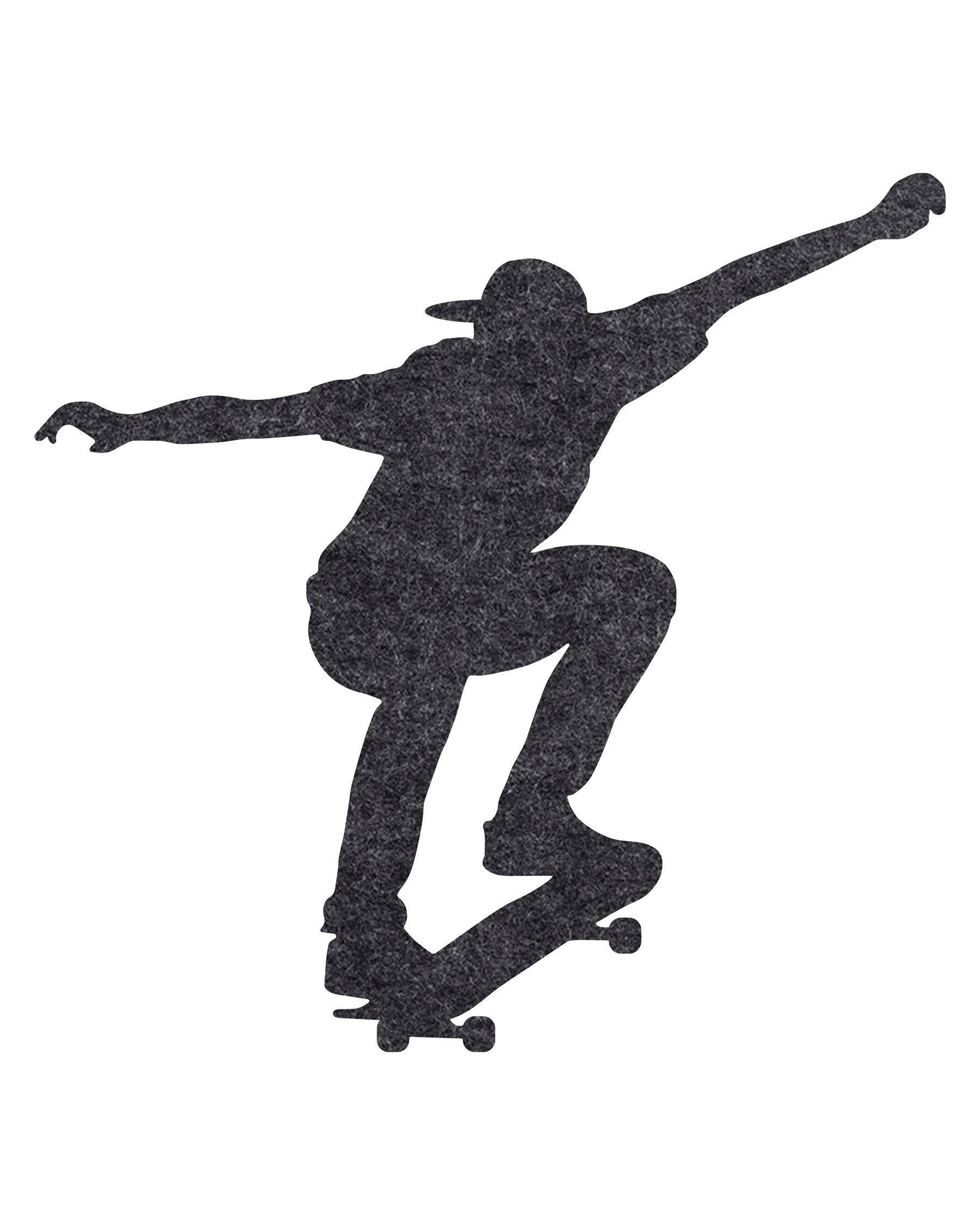 Ash/Charcoal Skater Pin Board, a dark grey felt board designed for keeping track of notes, schedules, and artwork.