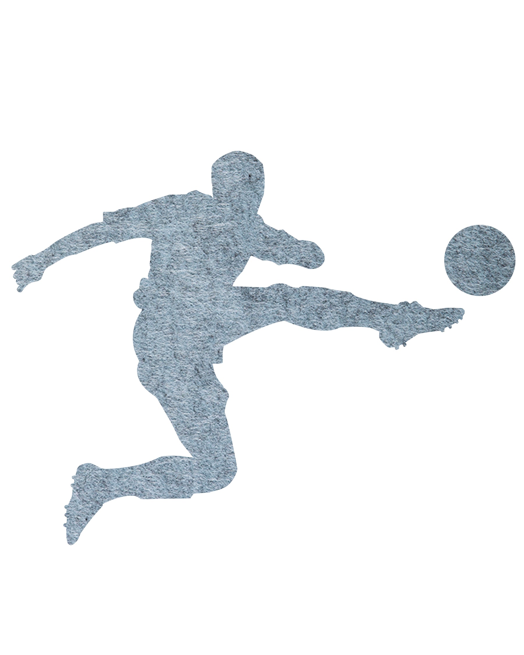 Cadet Soccer Pin Board, a muted blue felt pin board with a sporty design for displaying notes and photos.