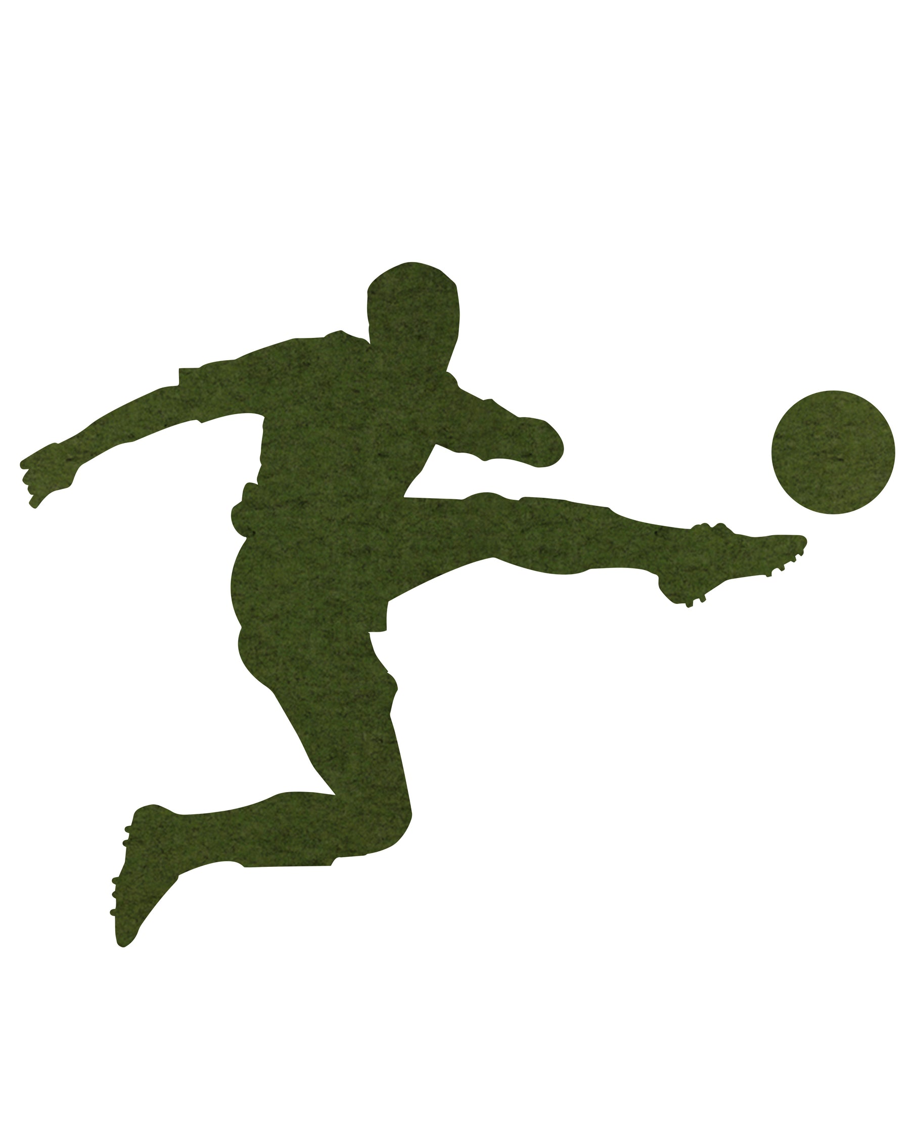 Olive Soccer Pin Board, a stylish green felt pin board designed for organizing notes, photos, and soccer-themed memorabilia in kids’ rooms or study spaces.
