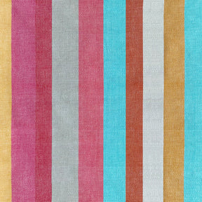 Fabulous colourful stripe is perfect for accents in a children's bedroom. Handwoven multi stripe textured cotton fabric. 5 exciting colour ways to choose from.  Application: Scoop Bookcase 6 Cube Seat Pad, toy box, ottomans and cushions.  Order your FREE fabric swatch today!