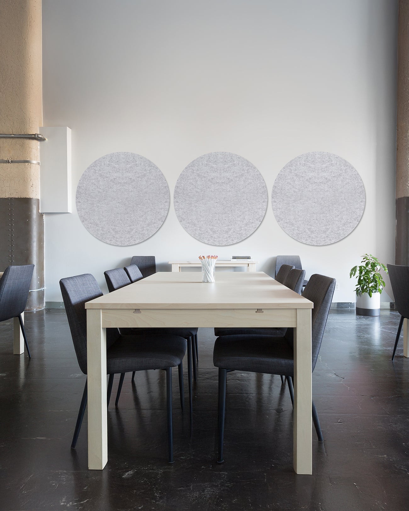 Round Bulletin Boards in a boardroom, creating a modern and functional space for pinning meeting notes, brainstorming ideas, and team collaboration.