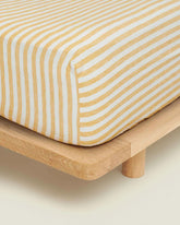 100% LINEN WIDE YELLOW STRIPE FITTED SHEET