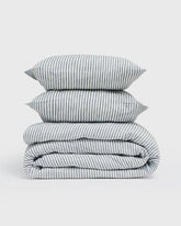 100% LINEN BLUE STRIPES DUVET SET