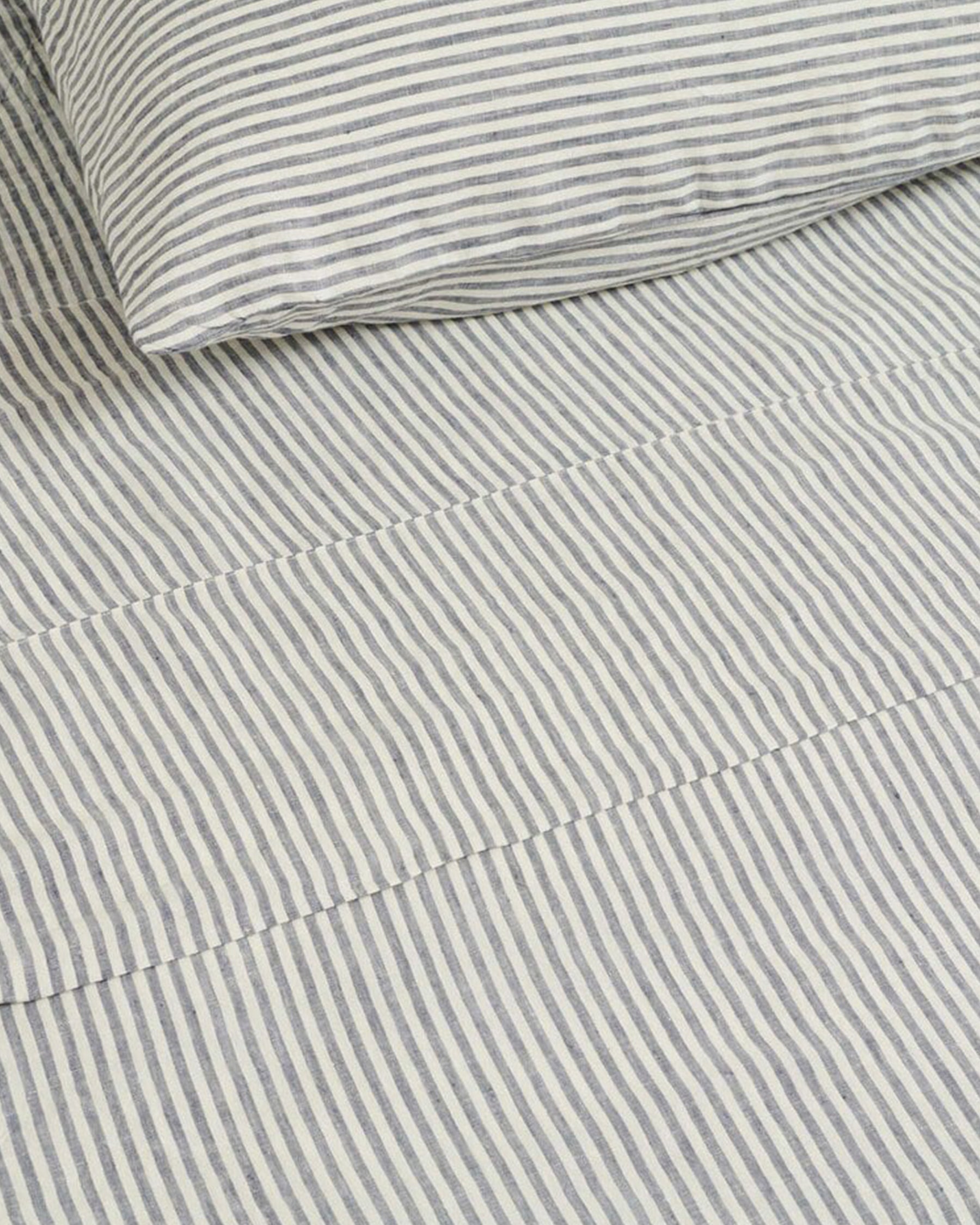 100% LINEN BLUE STRIPES DUVET SET