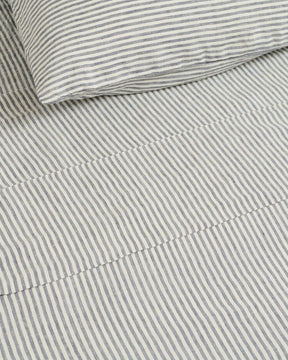 100% LINEN BLUE STRIPES DUVET SET