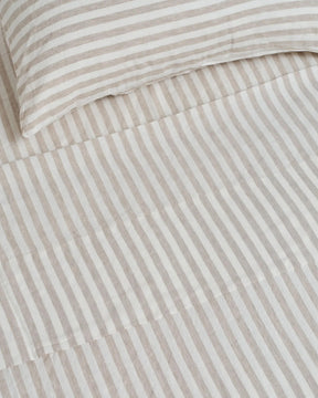 100% LINEN NATURAL WIDE STRIPE DUVET SET