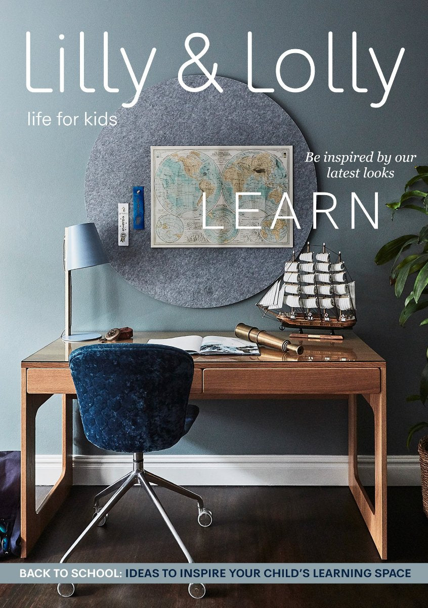 Discover a world of furniture and accessories to promote healthy learning for your children as you browse our 'Learn Catalogue'. It contains everything you will need to create a great learning environment for your children including kids desks, pinboards, chairs and reading lamps. Plus be nspired by our latest looks to set your children up for success.