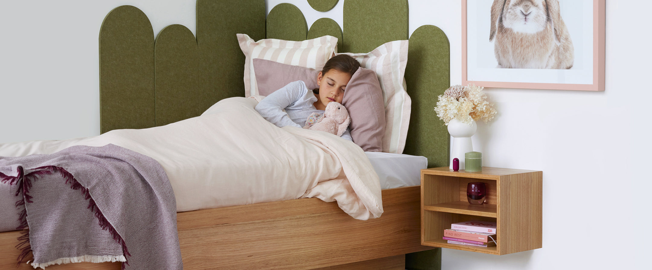 Looking to save some space in your kid's bedroom? The LILLY AND LOLLY timber furniture collection has the smalleest footprint possible and storage which is wall-mounted which allows the bedroom to feel spacious and inviting. Made in Australia.