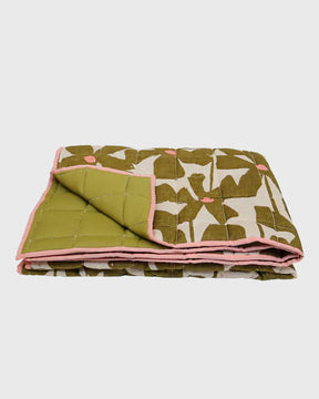 OLIVE POPPY QUILTED THROW