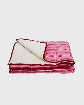 RASPBERRY STRIPE QUILTED THROW