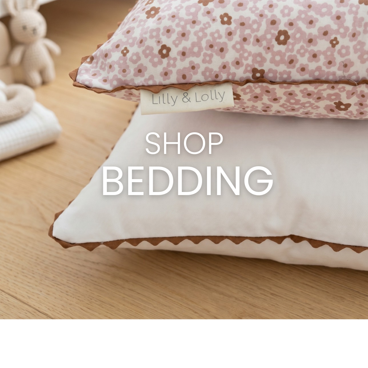 Lilly & Lolly design and make the Daisy Bedding Collection in Australia. Featuring a tiny pink and rich cocoa daisy print which is whimsical and beautiful for kid's bedrooms.