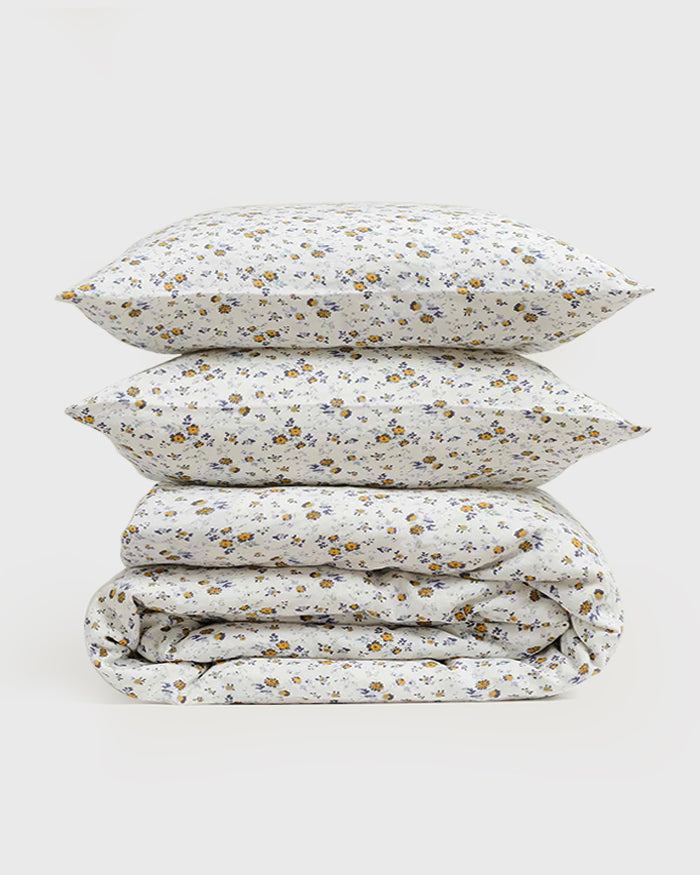 100% LINEN SUMMER FLORAL DUVET SET