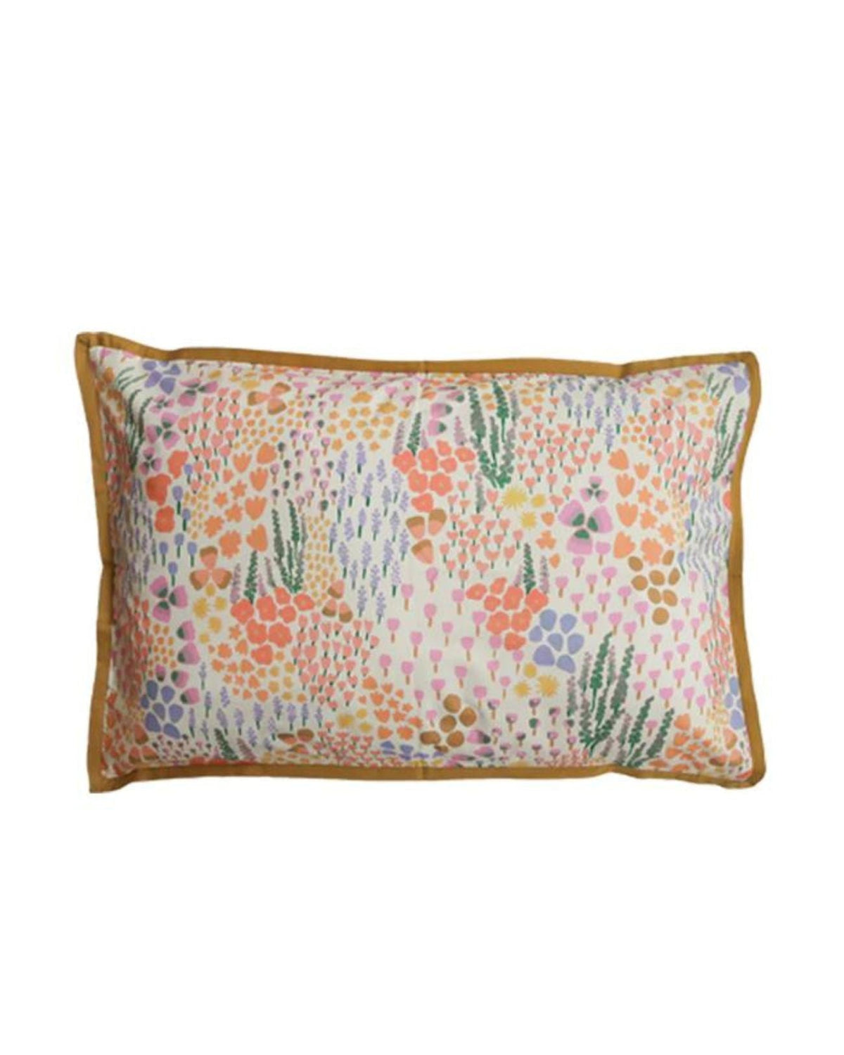 The Meadow Standard Pillowcase Set draws inspiration from the vibrant wildflower fields of Scandinavia, the meadow print features a rainbow palette on a soft cream base and is framed by a tan flange. Pair with the Meadow Quilt Cover.