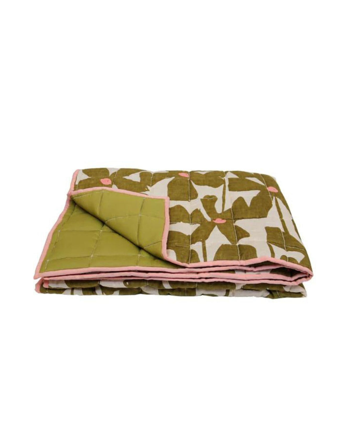 OLIVE POPPY QUILTED THROW