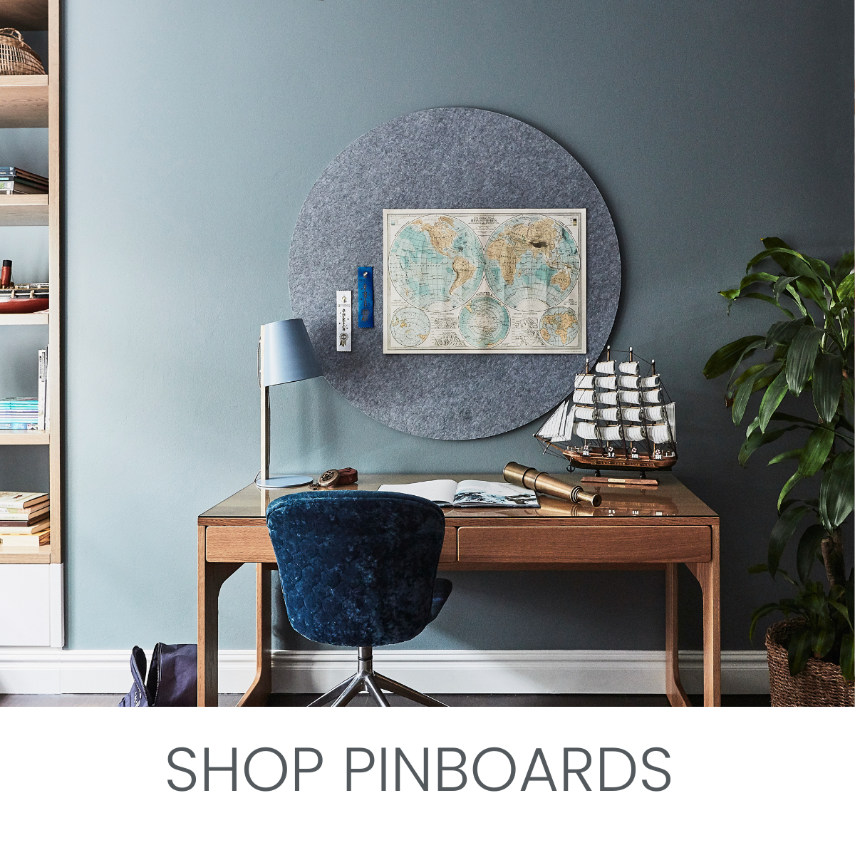Round felt pinboards which are perfect above desks to keep you on track for study or business.