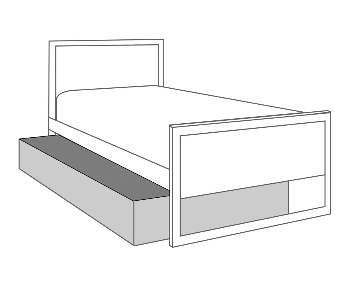 The Colour Box Trundle Bed is perfect for kids' sleepovers. Designed to sit perfectly under the Colour Box Bed when not in use, and rolled out when guests arrive.  This trundle fits the entire space under the bed of the corresponding bed size.  Built with hidden castors, the trundle glides out easily from either side of the bed.  