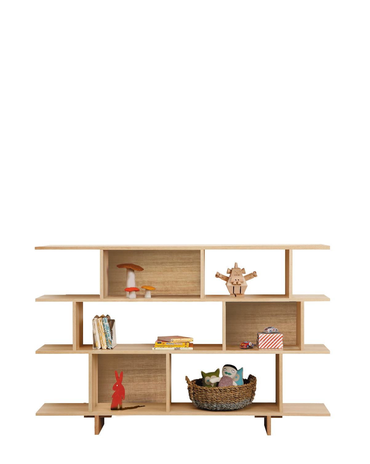 This perfectly handy bookcase offers equal amounts of versatility and practicality. Simplifying kid's spaces with handy nooks for books and toys to be packed away. Ideal for smaller spaces, the slimline profile sits easily under windows and narrow spaces.