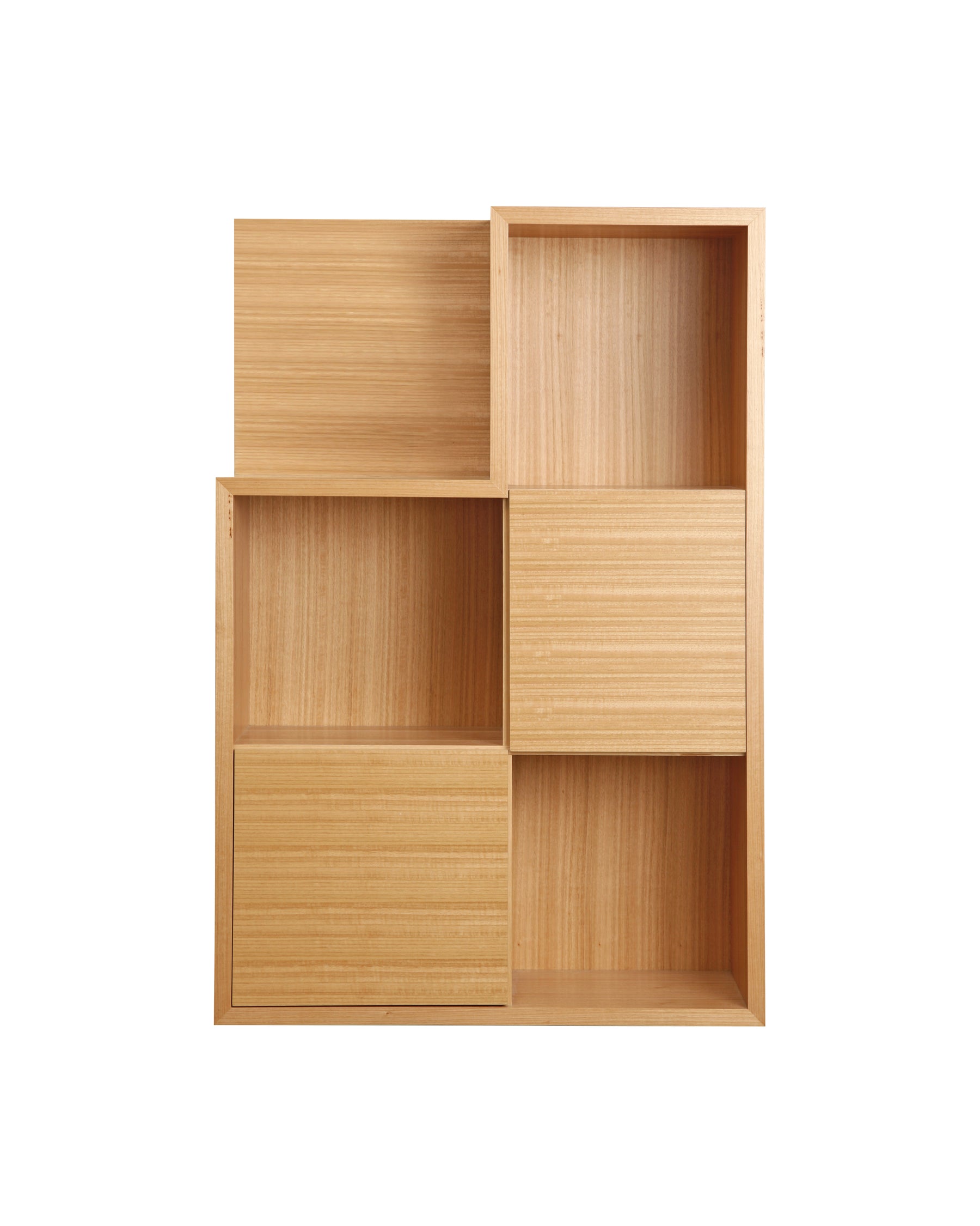 Oak Box Bookcase features a timber frame which encases itself around four generously sized open cavities (for the tallest of books) plus two hinged timber doors.