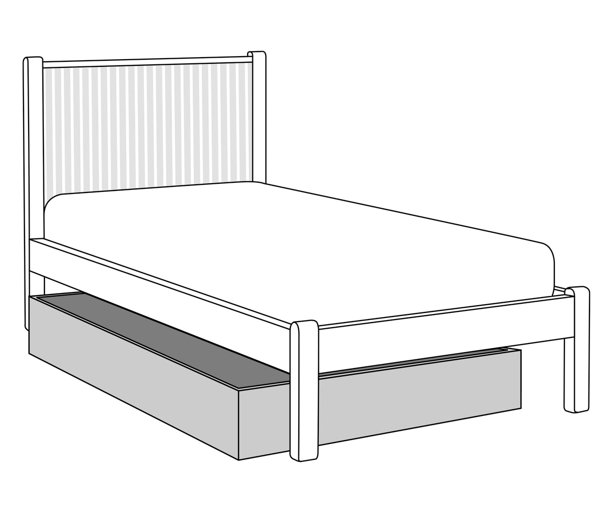  The Ripple Oak Trundle Bed is perfect for kids' sleepovers. Designed to sit perfectly under the Ripple Oak Bed when not in use, and rolled out when guests arrive.    This trundle fits the entire space under the bed of the corresponding bed size. Built with hidden castors, the trundle glides out easily from either side of the bed.  