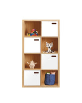 Scoop Bookcase is both a bookcase and toy box in one. With open cavities to display books and treasures and interchangeable boxes to stash away toys. Four boxes feature a curved cut-out handle, and the frame conceals intricate mitred joinery.  Choose frame + choose box colour = your bookcase