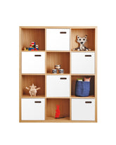Scoop Bookcase is both a bookcase and toy box in one. Open cavities to display books and treasures and interchangeable boxes to stash away toy collections. Six boxes feature a curved cut-out handle, and the frame conceals intricate mitred joinery.  Choose frame + choose box colour = your bookcase